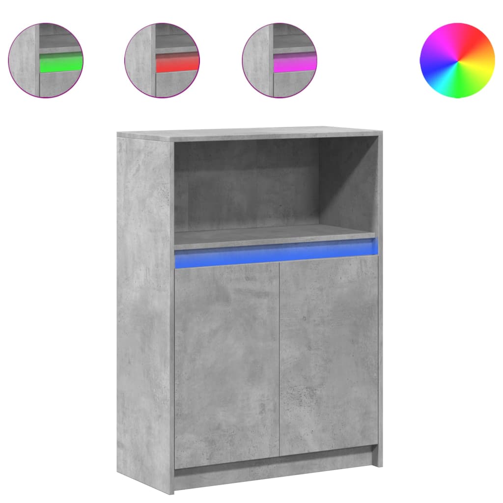 Dulap cu LED, gri beton, 72x34x100 cm, lemn prelucrat GartenMobel Dekor