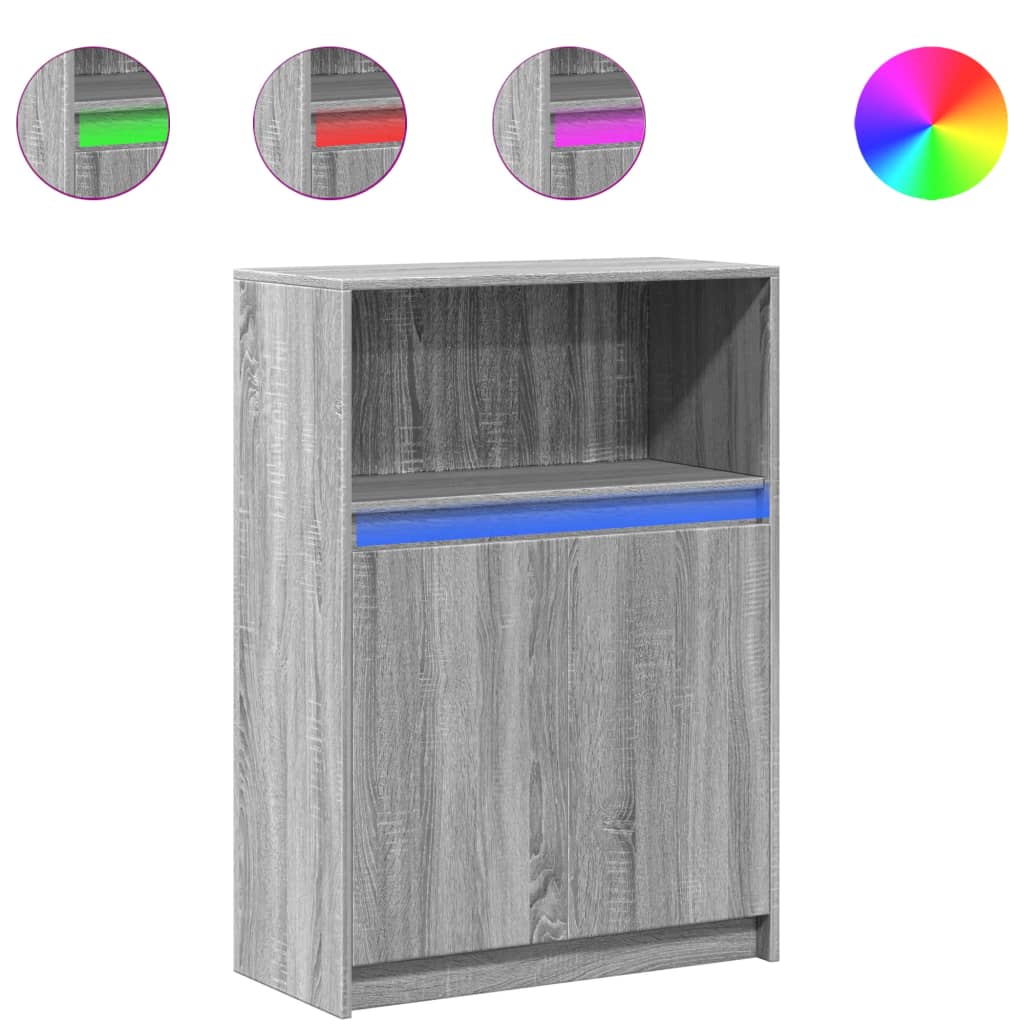 Dulap cu LED, gri sonoma, 72x34x100 cm, lemn prelucrat GartenMobel Dekor