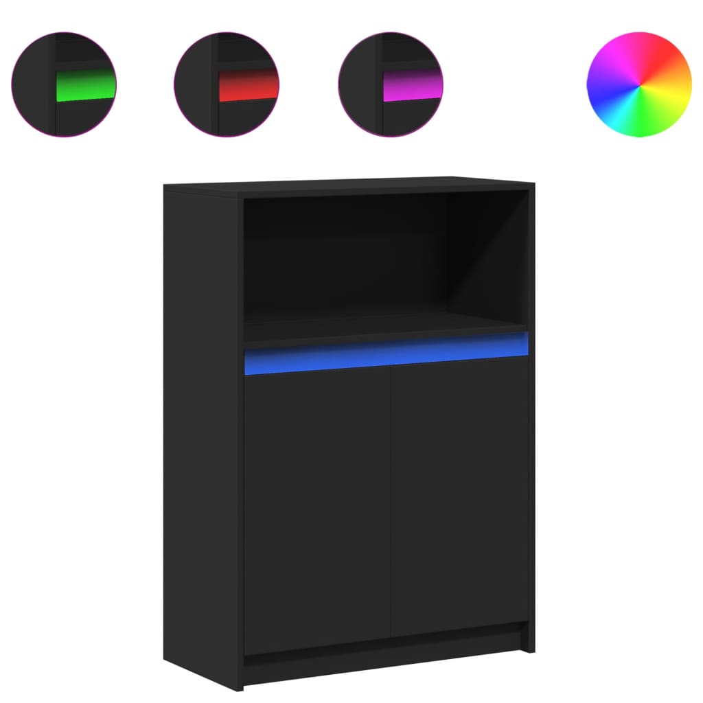 Dulap cu LED, negru, 72x34x100 cm, lemn prelucrat GartenMobel Dekor