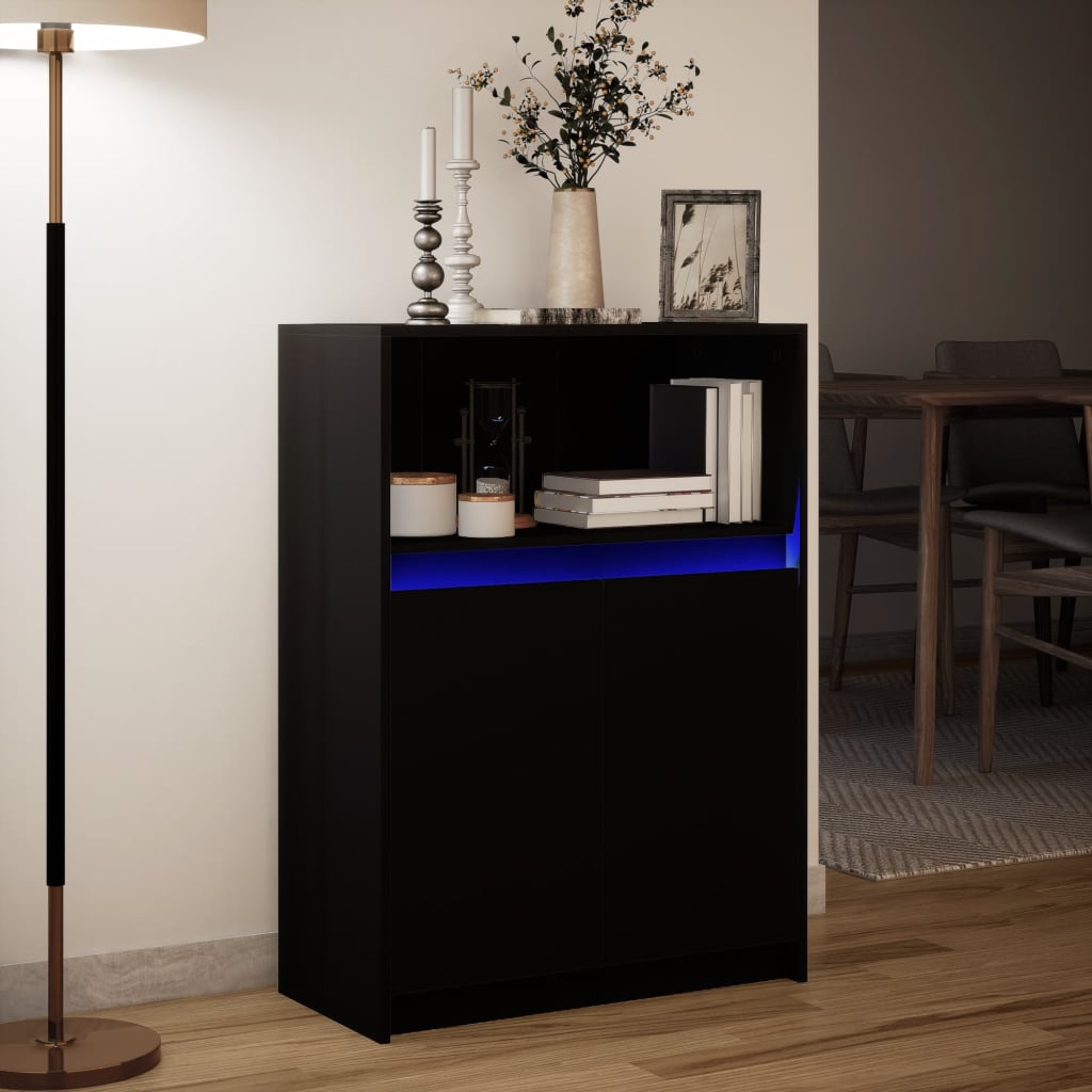 Dulap cu LED, negru, 72x34x100 cm, lemn prelucrat GartenMobel Dekor