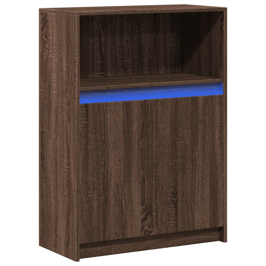 Dulap cu LED, stejar maro, 72x34x100 cm, lemn prelucrat GartenMobel Dekor