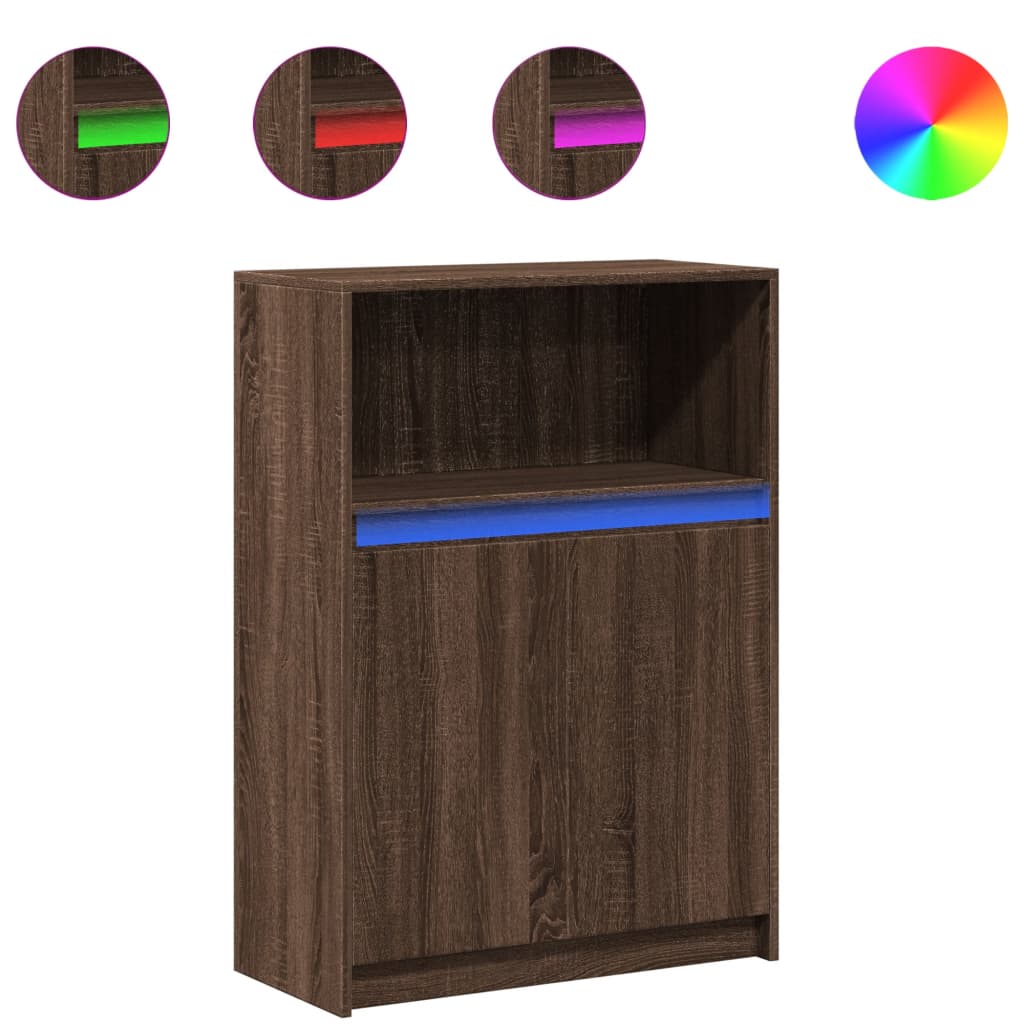 Dulap cu LED, stejar maro, 72x34x100 cm, lemn prelucrat GartenMobel Dekor