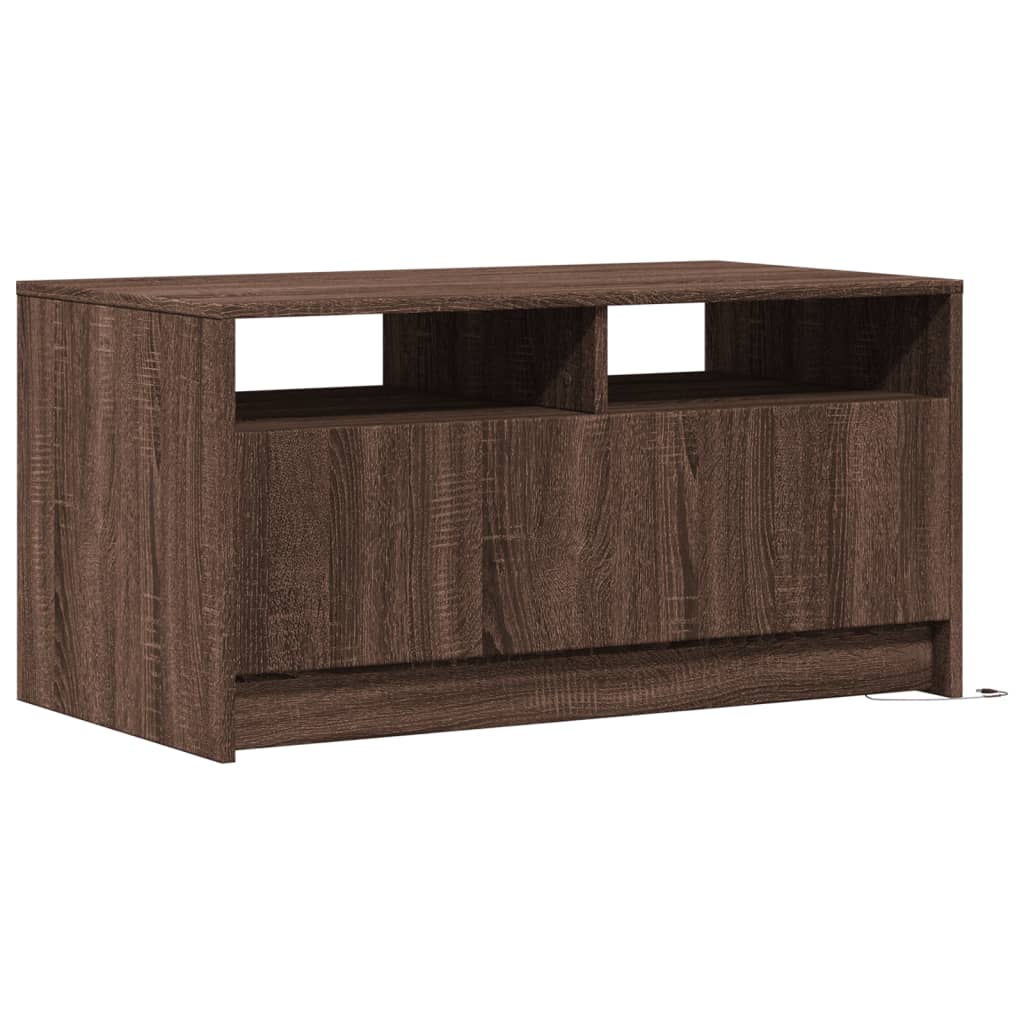 Măsuță de cafea cu lumini LED, stejar maro, lemn prelucrat GartenMobel Dekor