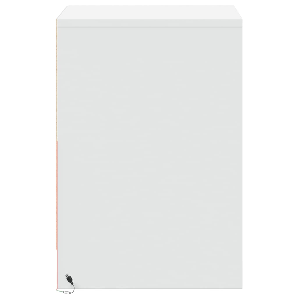 Noptieră cu lumini LED, alb, lemn prelucrat GartenMobel Dekor