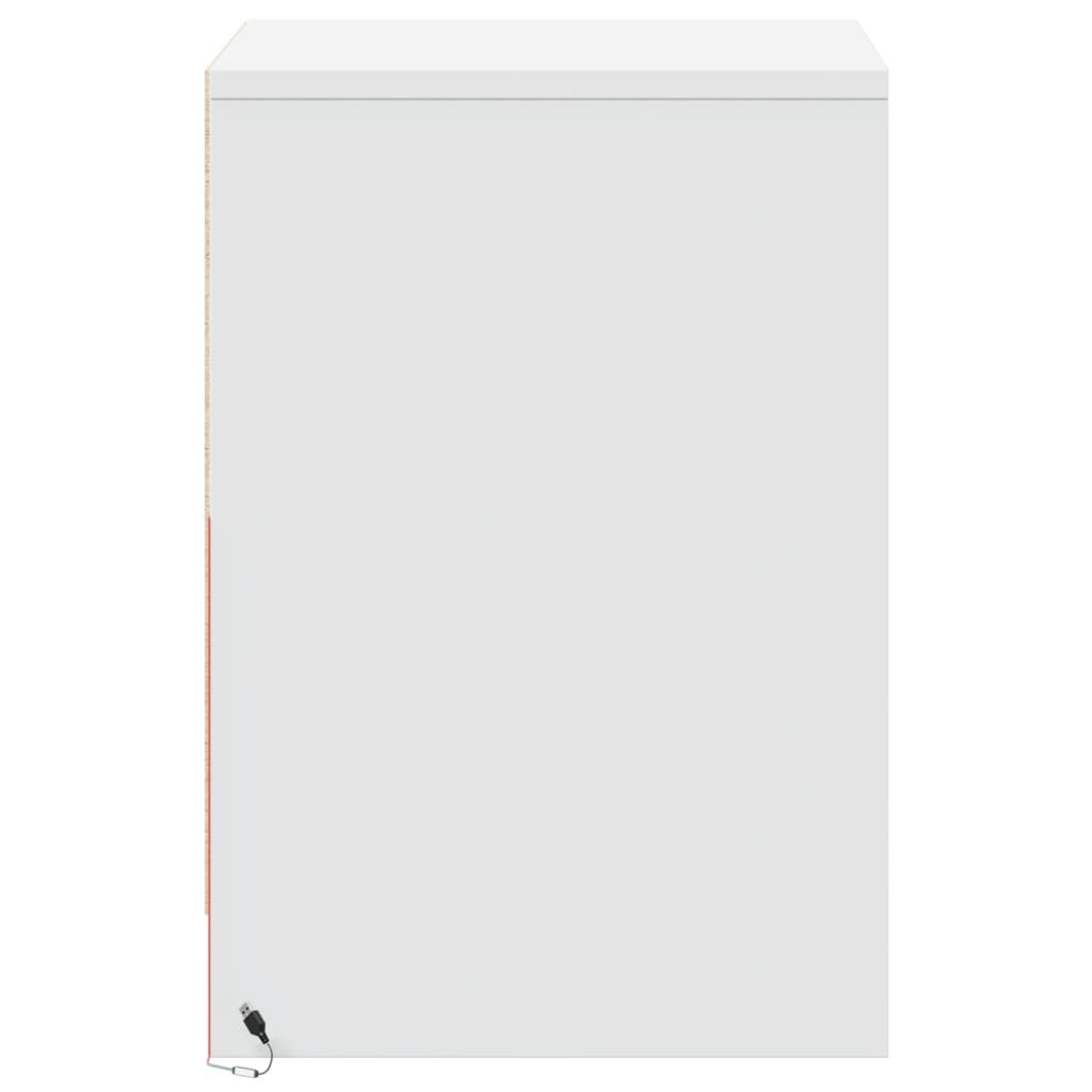 Noptiere cu lumini LED, 2 buc., alb, lemn prelucrat GartenMobel Dekor