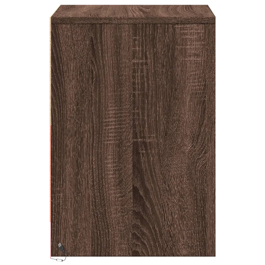 Noptiere cu lumini LED, 2 buc., stejar maro, lemn prelucrat GartenMobel Dekor
