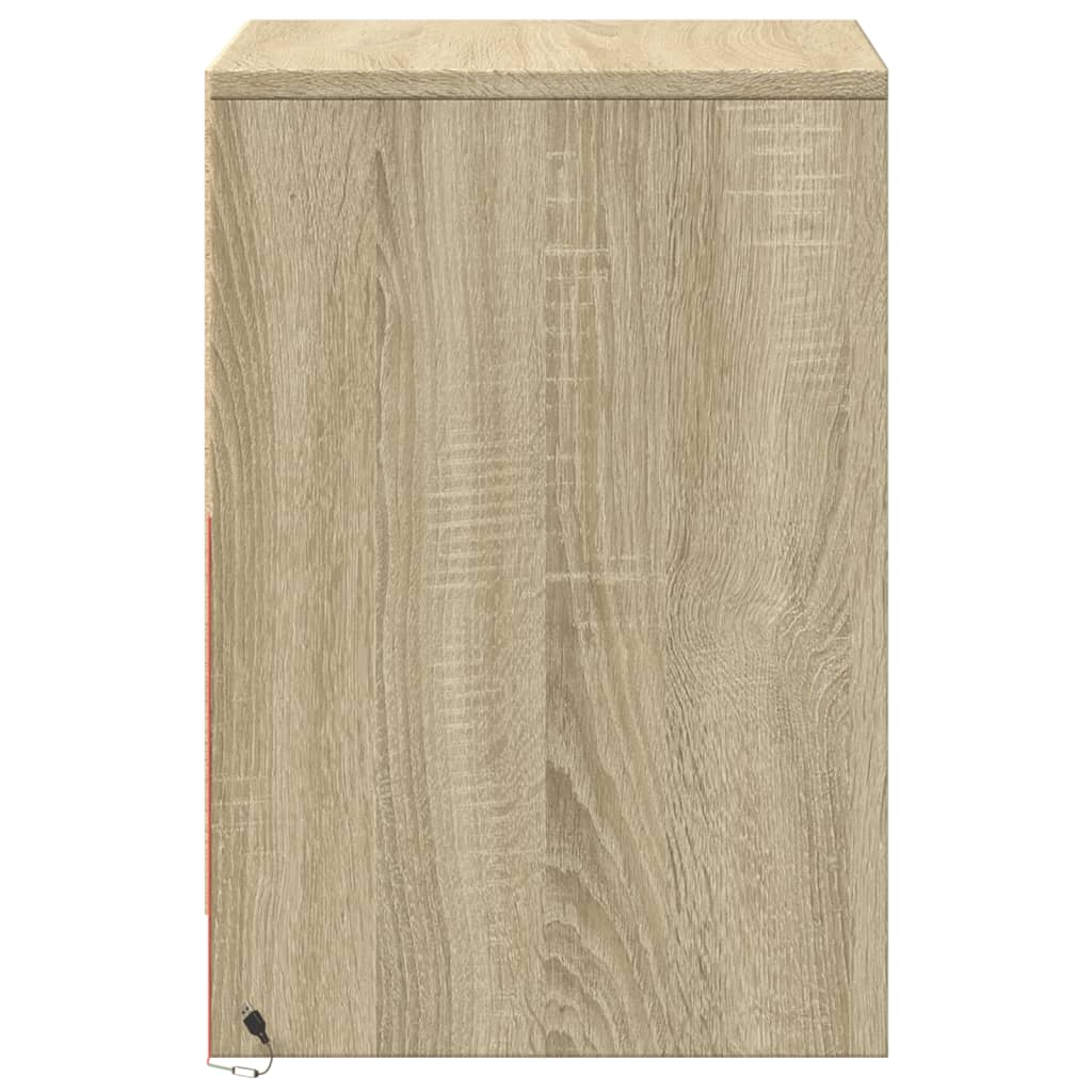 Noptiere cu lumini LED, 2 buc., stejar sonoma, lemn prelucrat GartenMobel Dekor