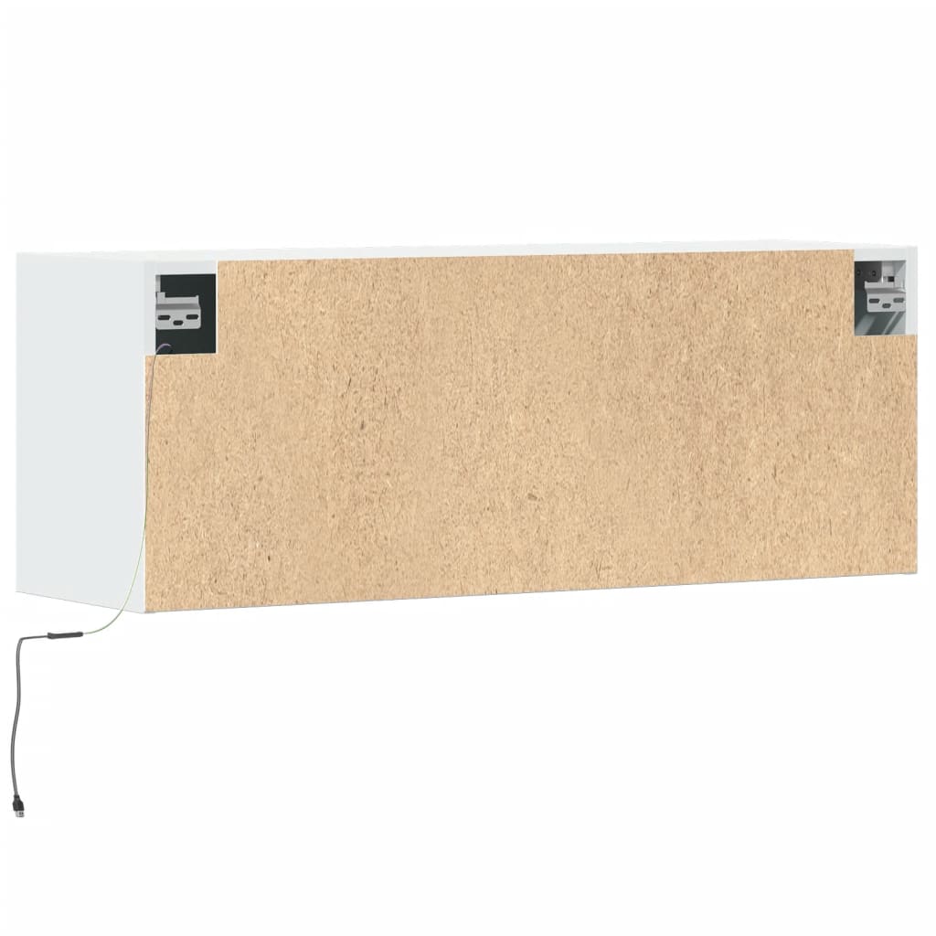 Comodă TV de perete cu lumini LED, alb, 100x31x38 cm GartenMobel Dekor