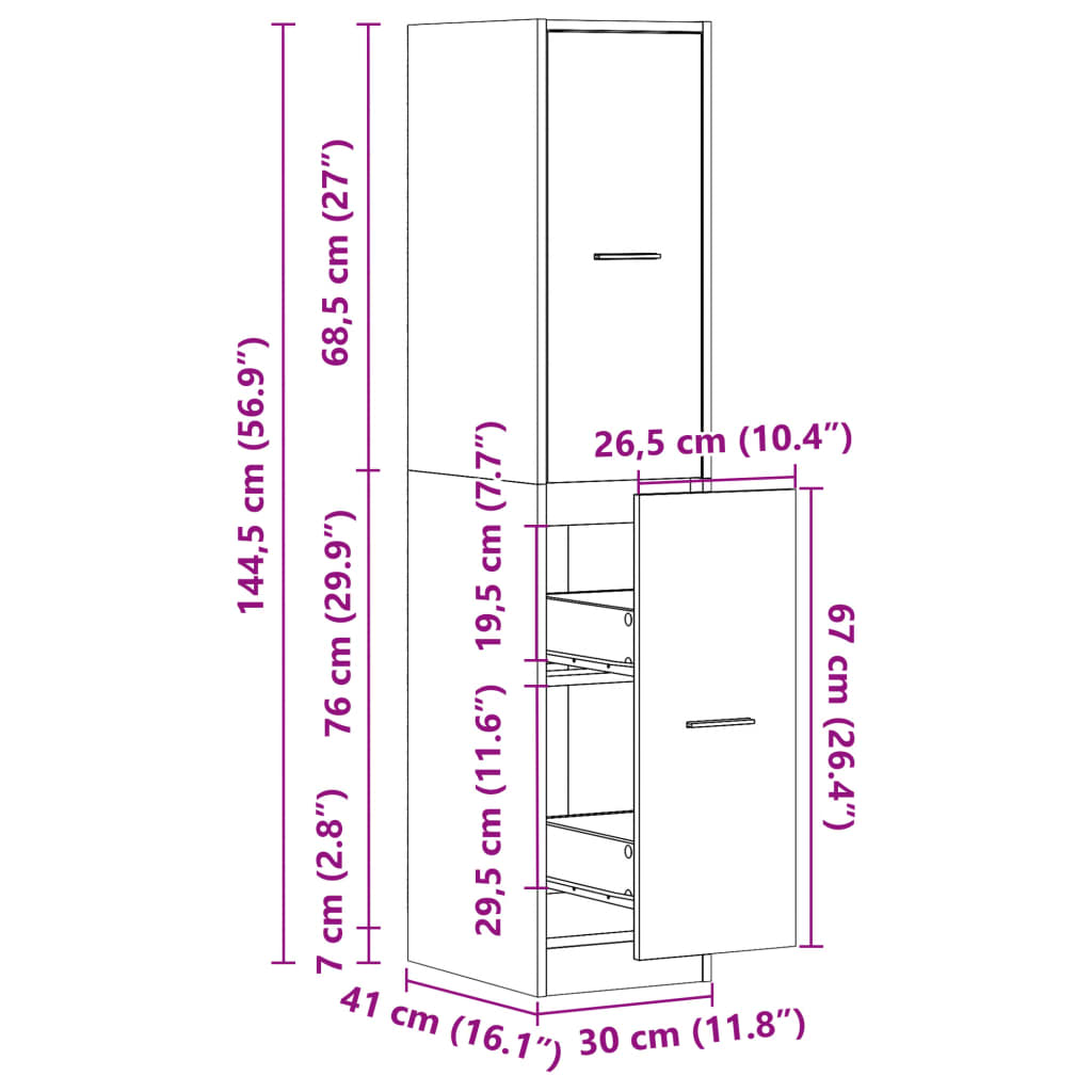 Dulap farmacie, alb extralucios, 30x41x144,5 cm, lemn prelucrat GartenMobel Dekor