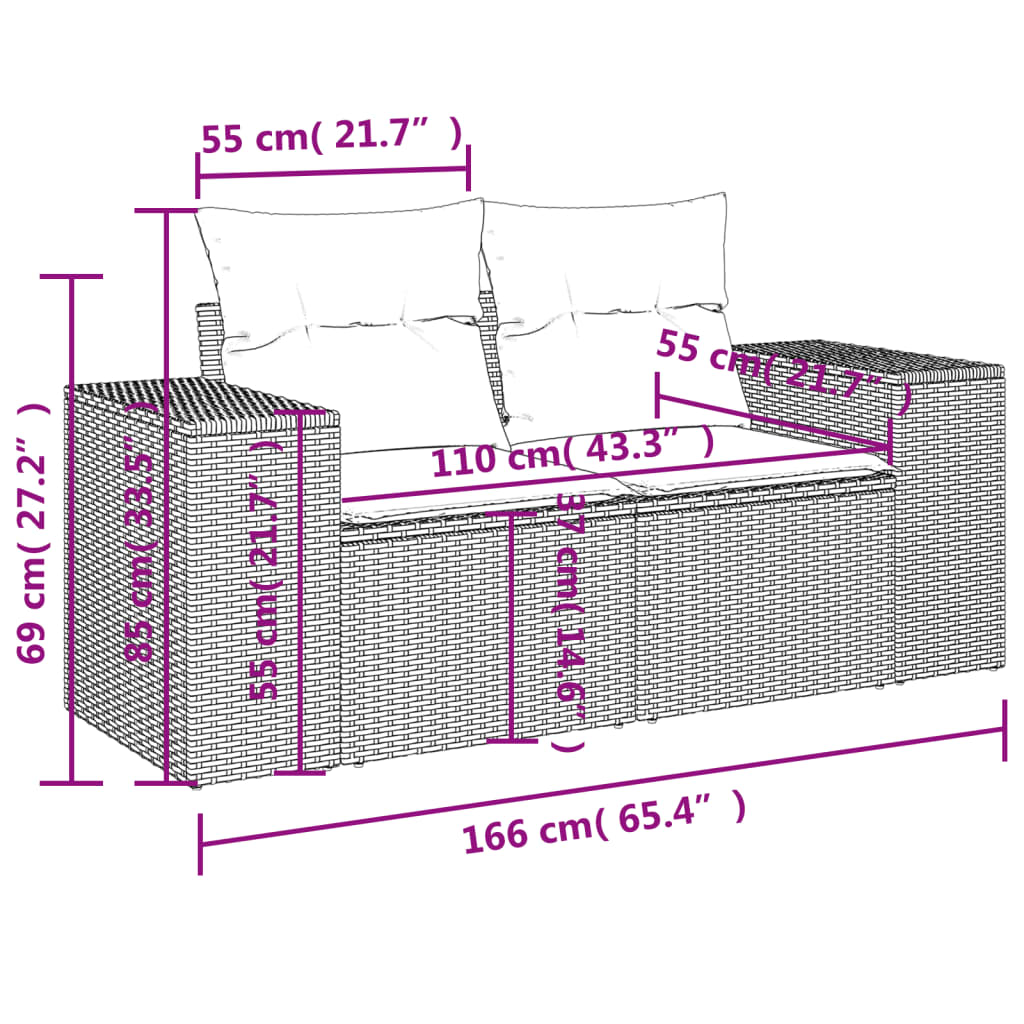 Set canapea de grădină cu perne, 4 piese, gri deschis poliratan GartenMobel Dekor