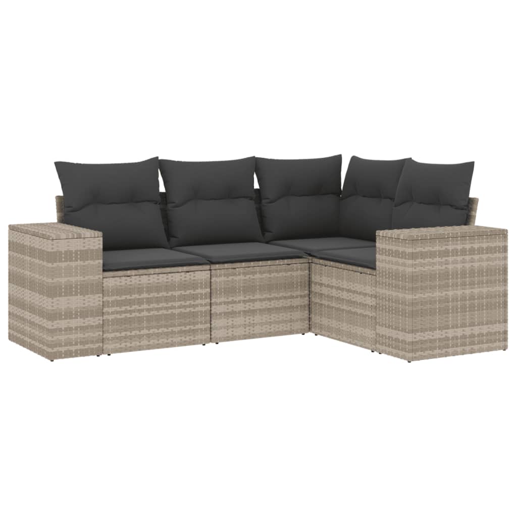 Set canapea de grădină cu perne, 4 piese, gri deschis poliratan GartenMobel Dekor