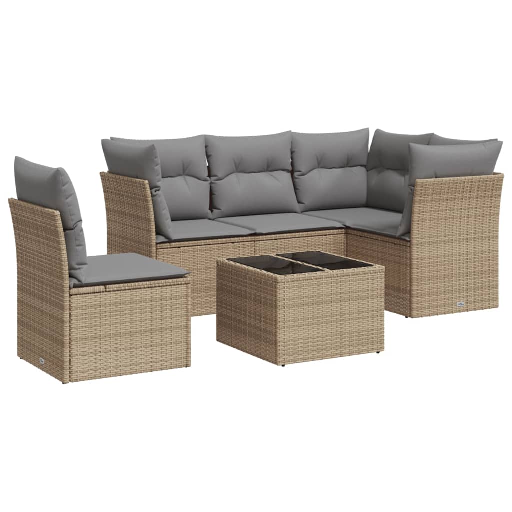 Set canapele de grădină cu perne, 6 piese, bej, poliratan GartenMobel Dekor