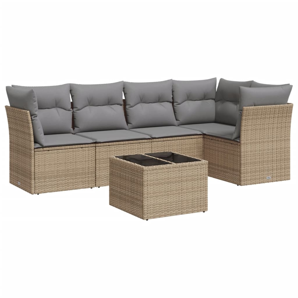Set canapele de grădină cu perne, 6 piese, bej, poliratan GartenMobel Dekor