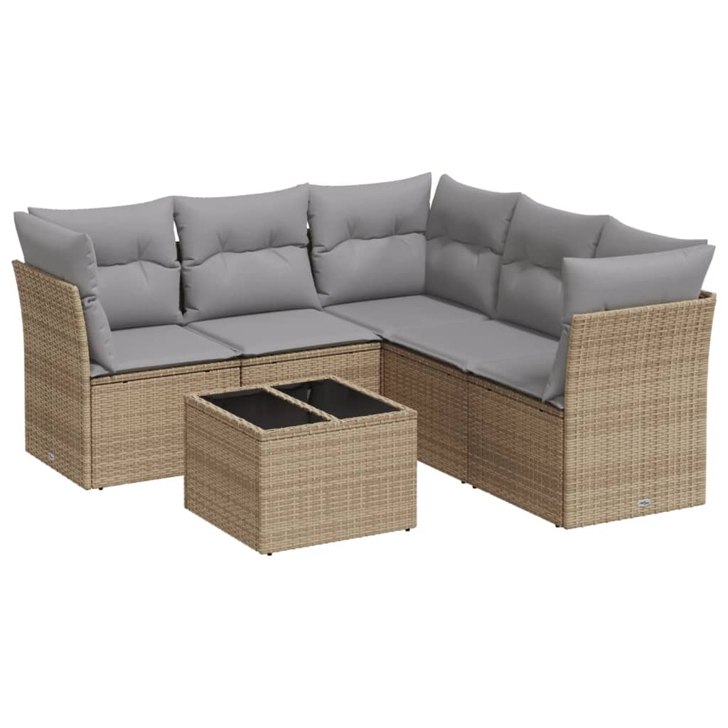 Set canapele de grădină cu perne, 6 piese, bej, poliratan GartenMobel Dekor