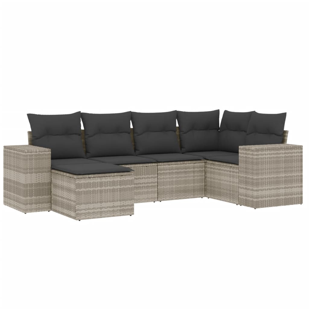 Set canapele de grădină cu perne, 6 piese gri deschis poliratan GartenMobel Dekor
