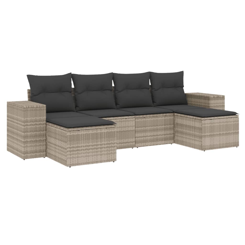 Set canapele de grădină cu perne, 6 piese gri deschis poliratan GartenMobel Dekor