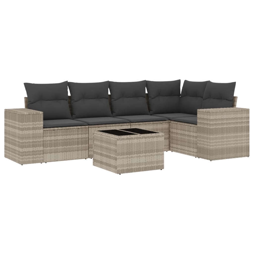 Set canapele de grădină cu perne, 6 piese gri deschis poliratan GartenMobel Dekor