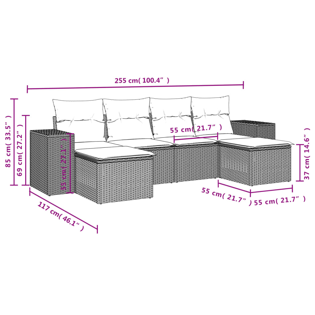 Set canapele de grădină cu perne, 6 piese gri deschis poliratan GartenMobel Dekor