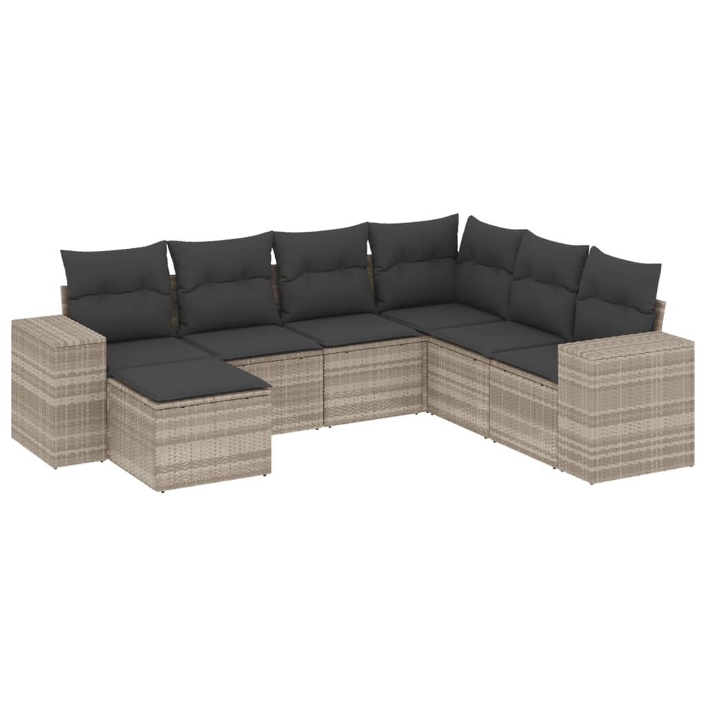 Set canapele de grădină cu perne, 7piese gri deschis poliratan GartenMobel Dekor