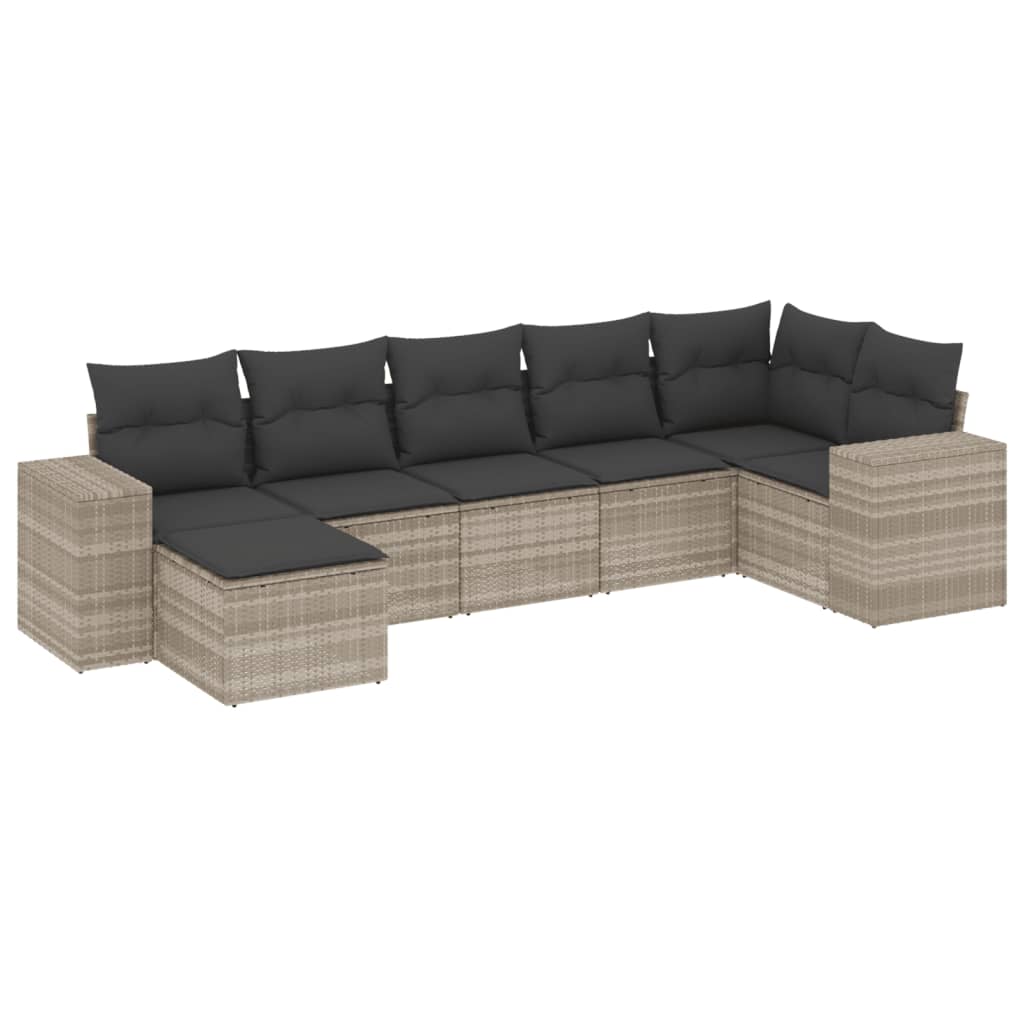 Set canapele de grădină cu perne, 7piese gri deschis poliratan GartenMobel Dekor
