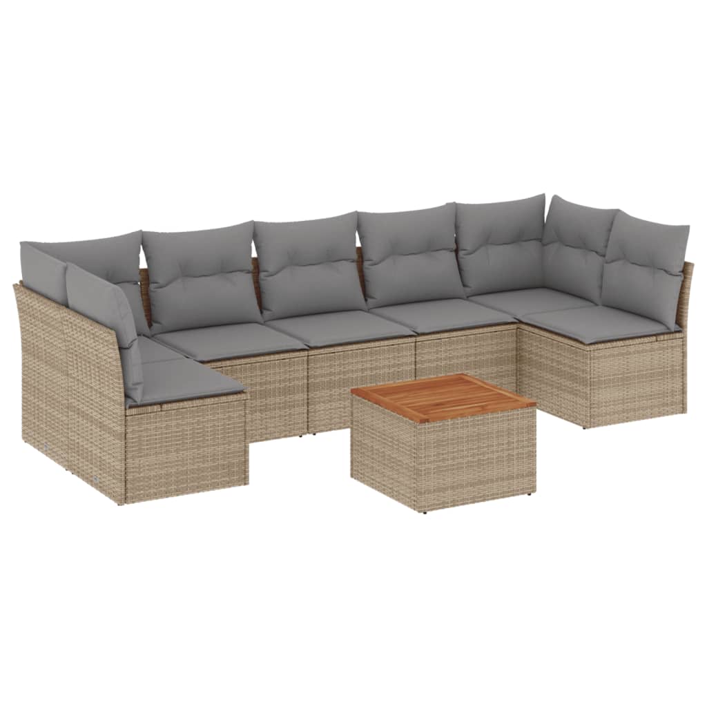 Set canapele de grădină, 8 piese, cu perne, bej, poliratan GartenMobel Dekor