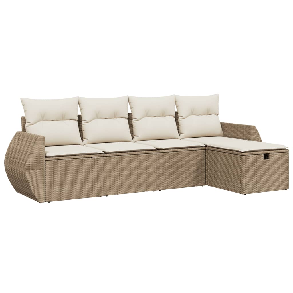 Set canapele de grădină cu perne, 5 piese, bej, poliratan GartenMobel Dekor