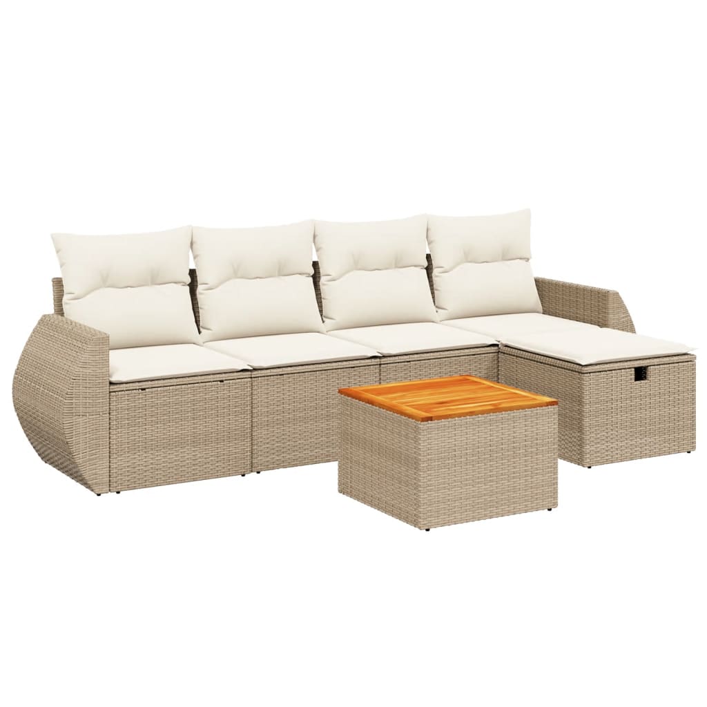 Set canapele de grădină cu perne, 6 piese, bej, poliratan GartenMobel Dekor
