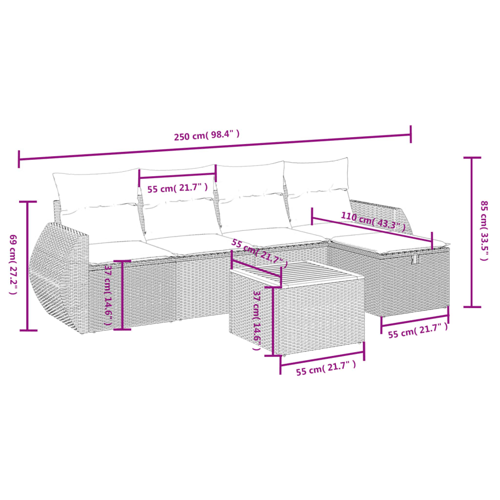 Set canapele de grădină cu perne, 6 piese, bej, poliratan GartenMobel Dekor