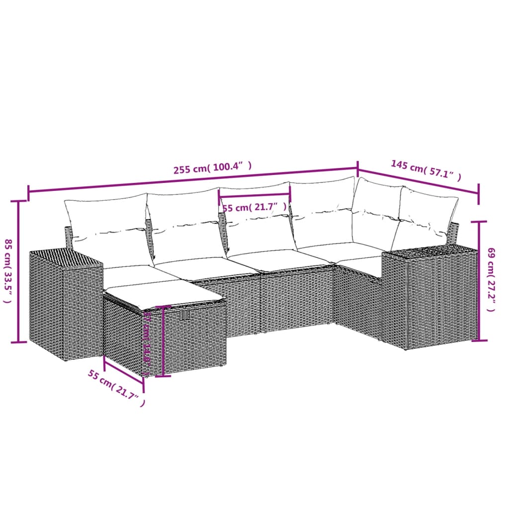 Set canapele de grădină cu perne, 6 piese gri deschis poliratan GartenMobel Dekor