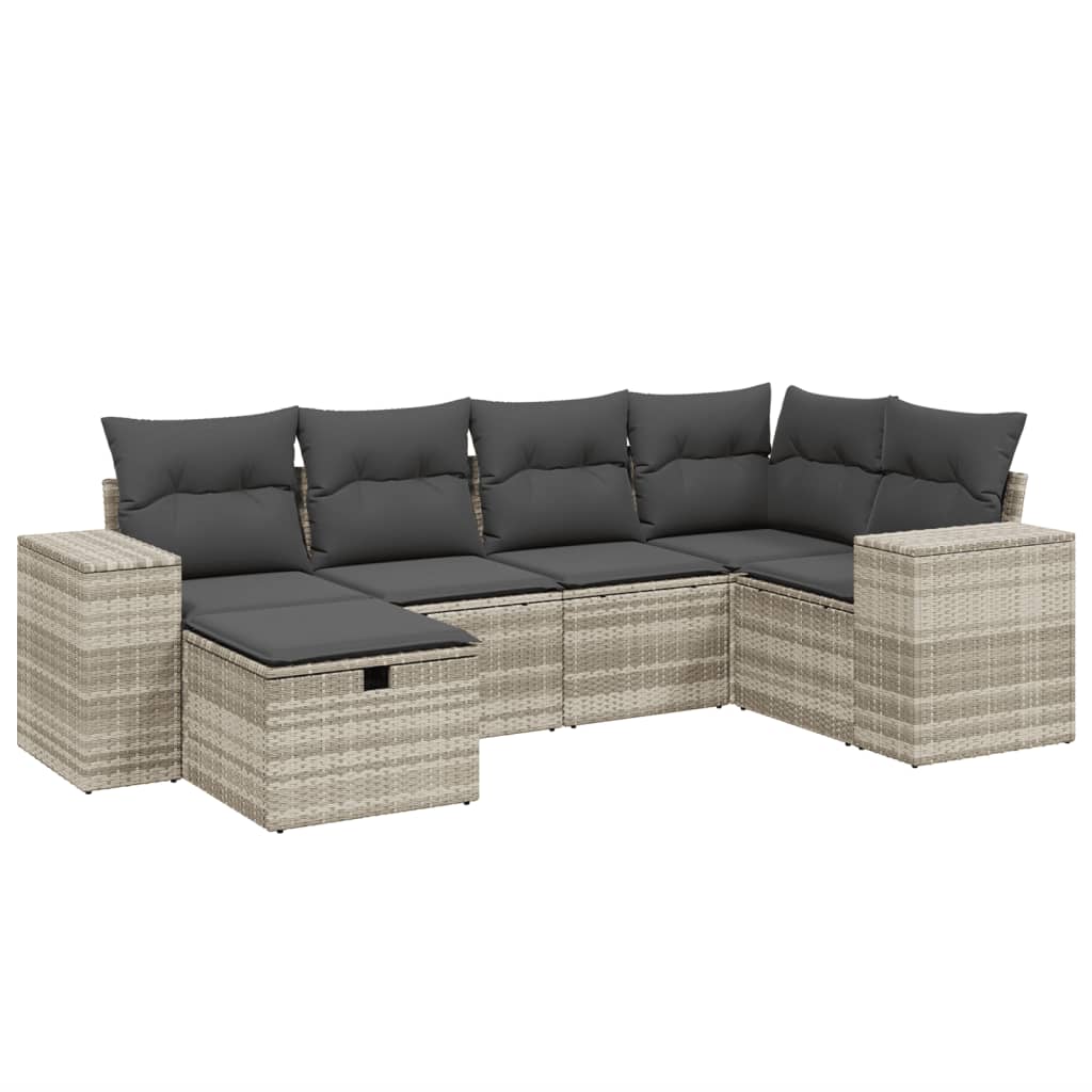 Set canapele de grădină cu perne, 6 piese gri deschis poliratan GartenMobel Dekor