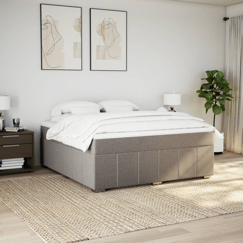 Pat continental cu saltea, gri taupe, 180x200 cm, textil GartenMobel Dekor