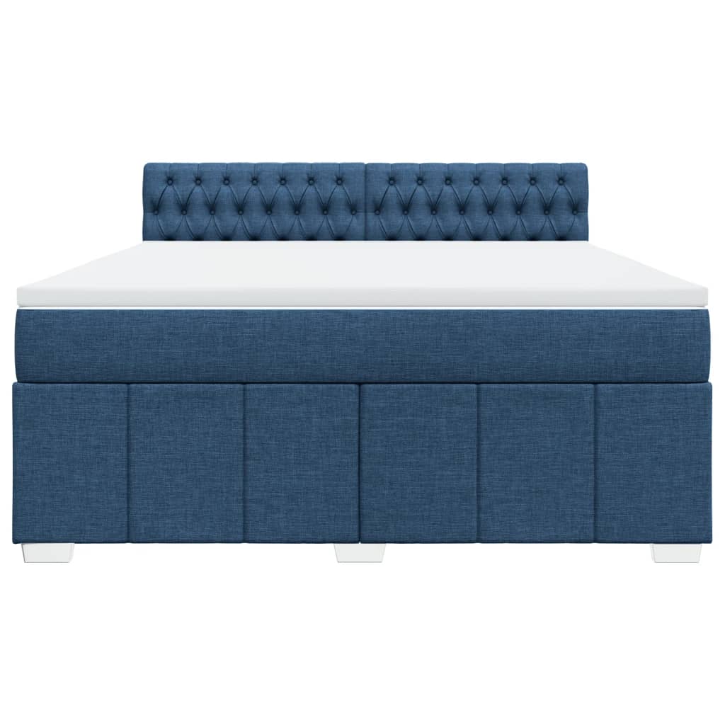 Pat box spring cu saltea, albastru, 180x200 cm, material textil GartenMobel Dekor