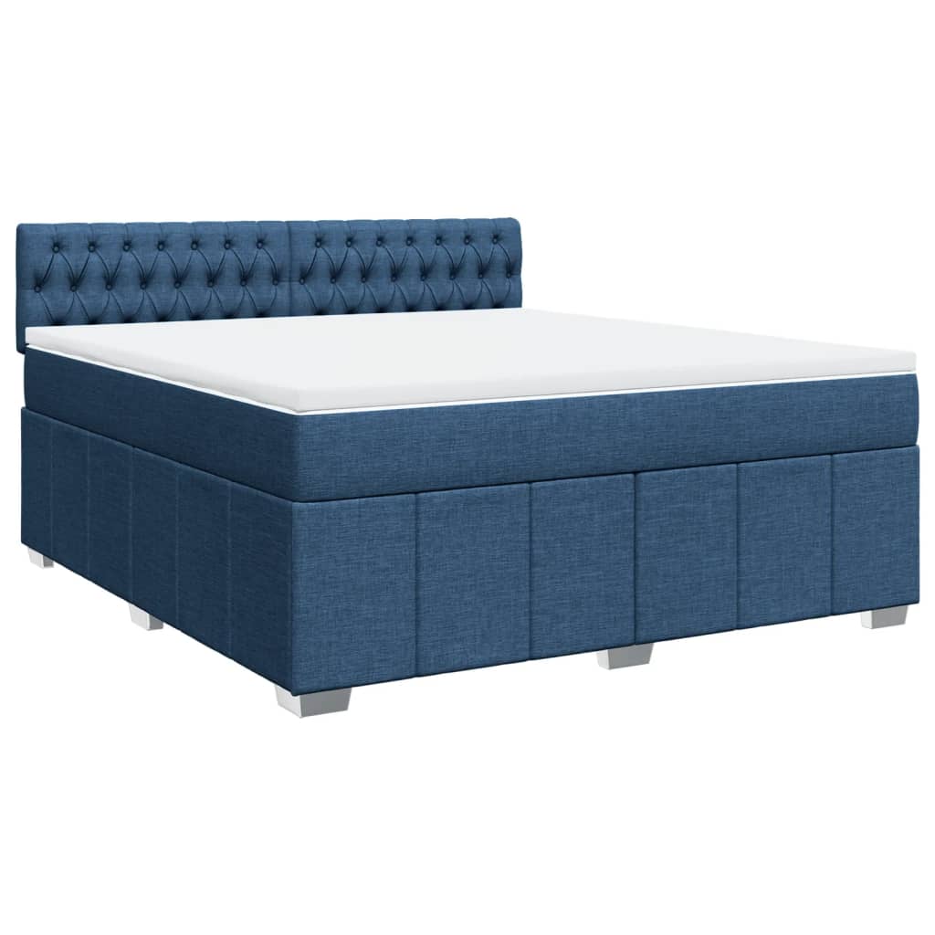 Pat box spring cu saltea, albastru, 180x200 cm, material textil GartenMobel Dekor