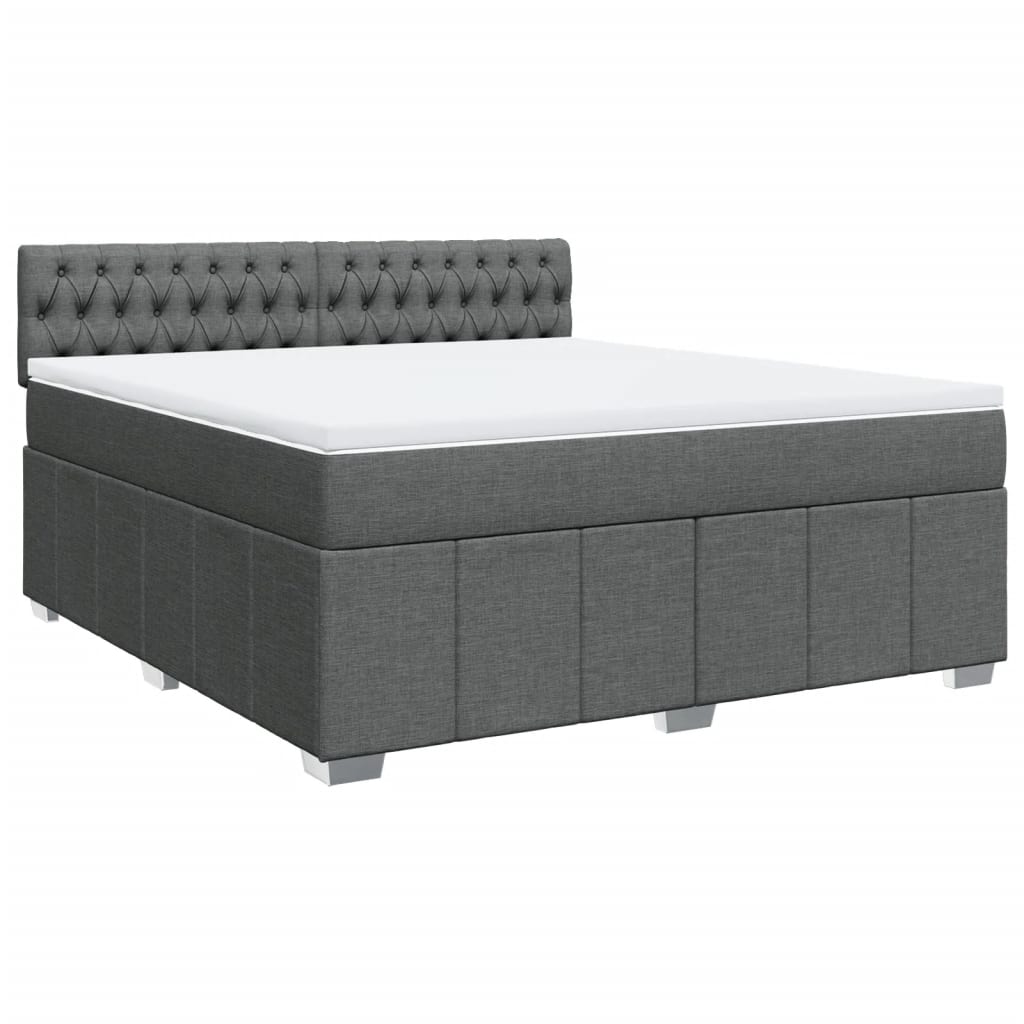 Pat box spring cu saltea, gri închis, 180x200 cm, textil GartenMobel Dekor