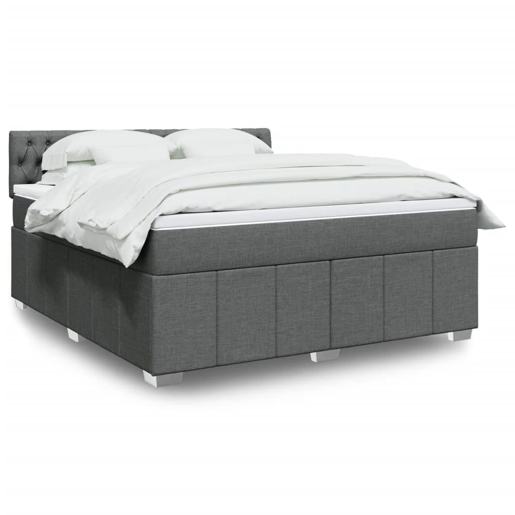 Pat box spring cu saltea, gri închis, 180x200 cm, textil GartenMobel Dekor