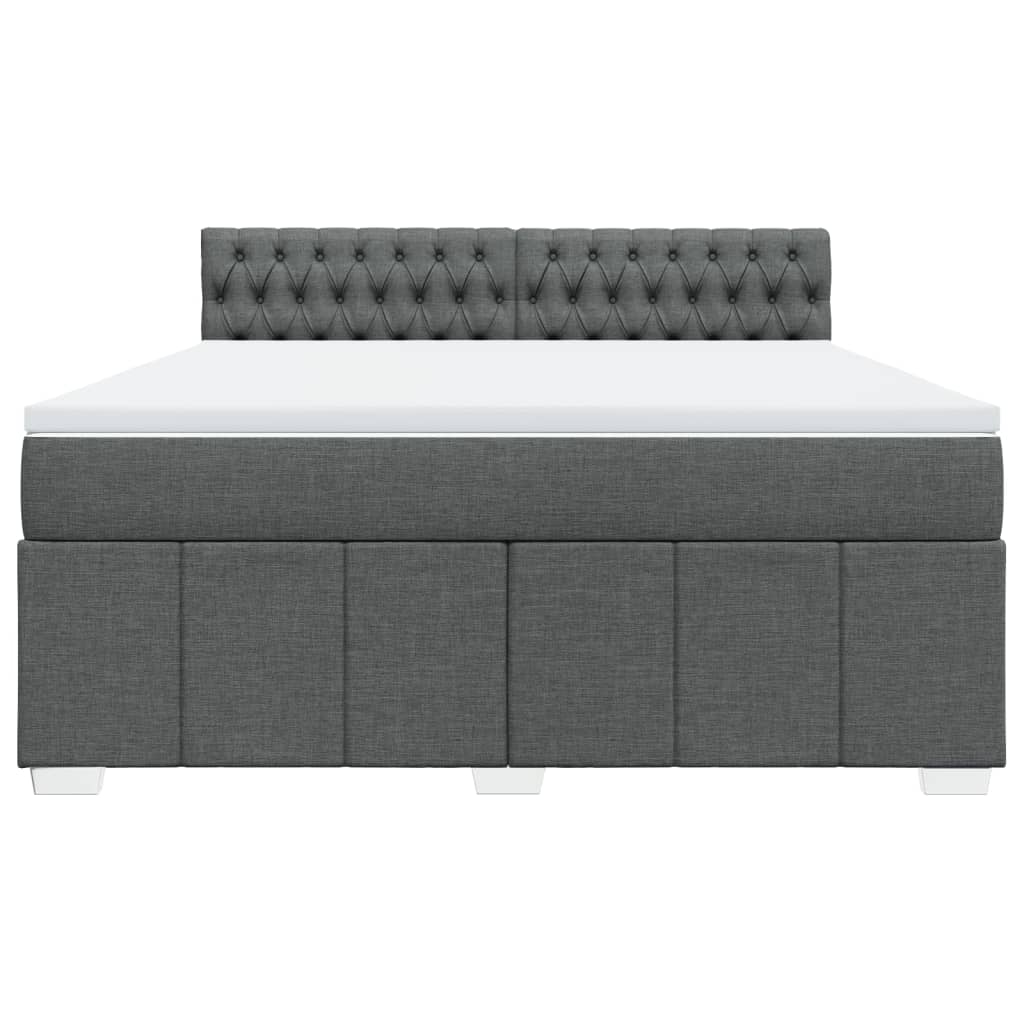 Pat box spring cu saltea, gri închis, 180x200 cm, textil GartenMobel Dekor