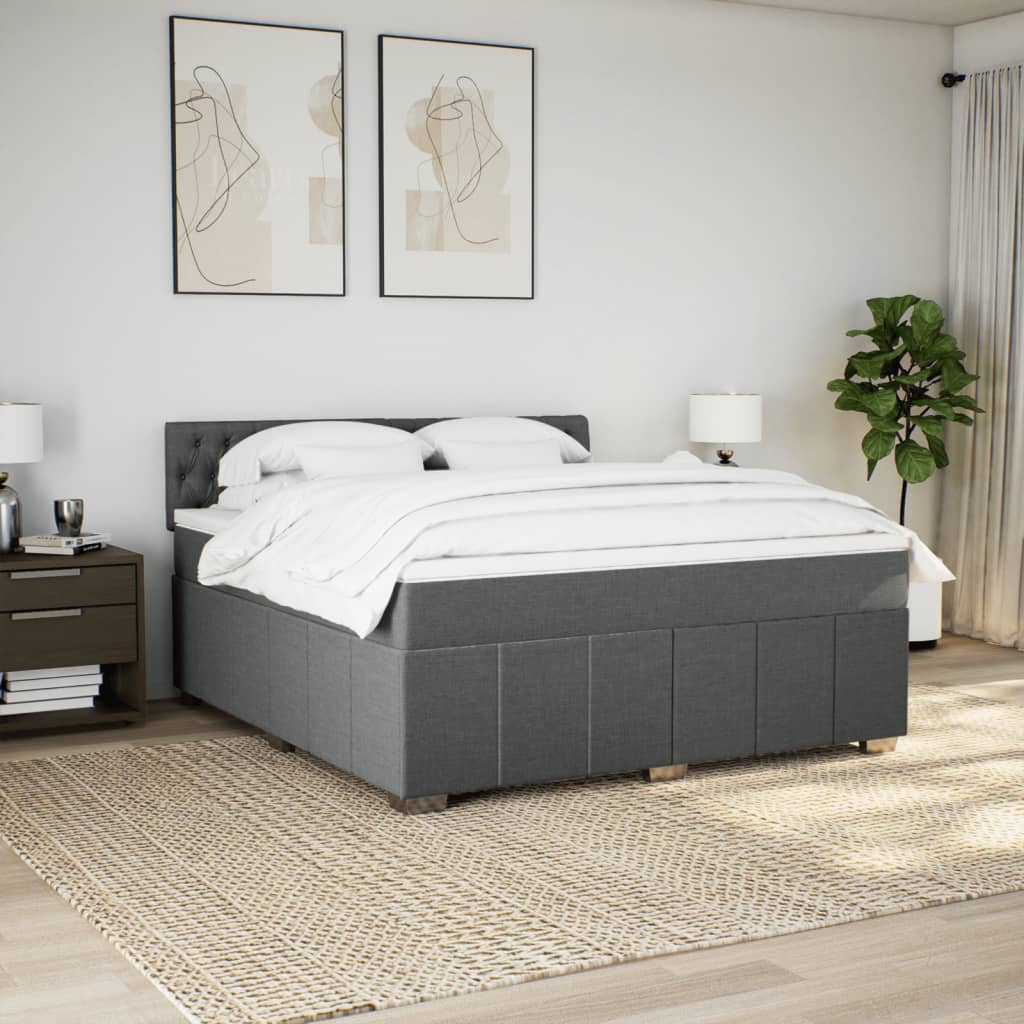 Pat box spring cu saltea, gri închis, 180x200 cm, textil GartenMobel Dekor