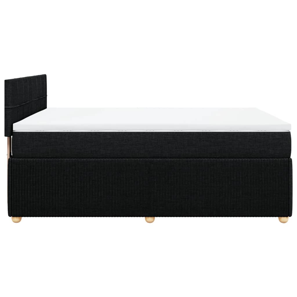 Pat box spring cu saltea, negru, 140x190 cm, textil GartenMobel Dekor