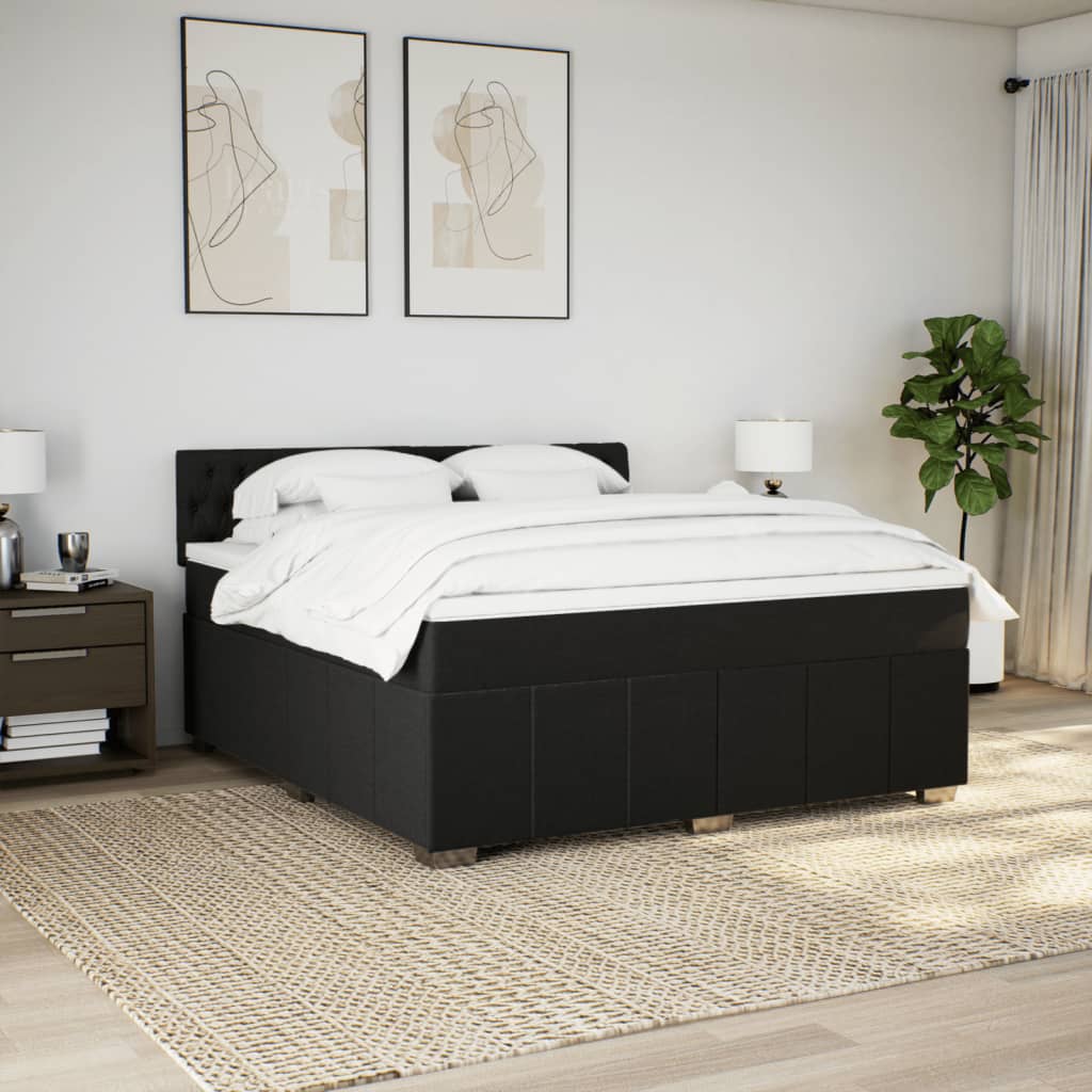 Pat box spring cu saltea, negru, 180x200 cm, catifea GartenMobel Dekor