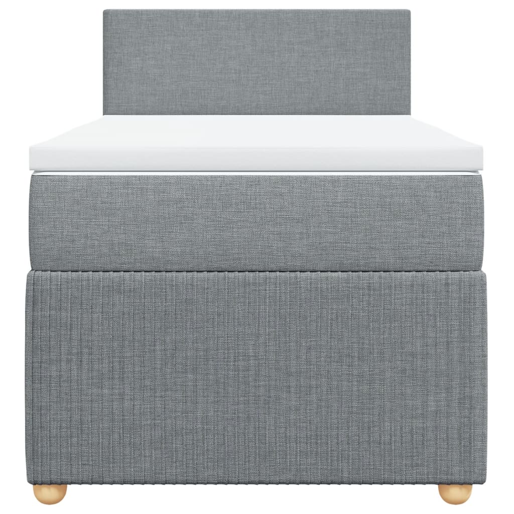 Pat box spring cu saltea, gri deschis, 90x200 cm, textil GartenMobel Dekor