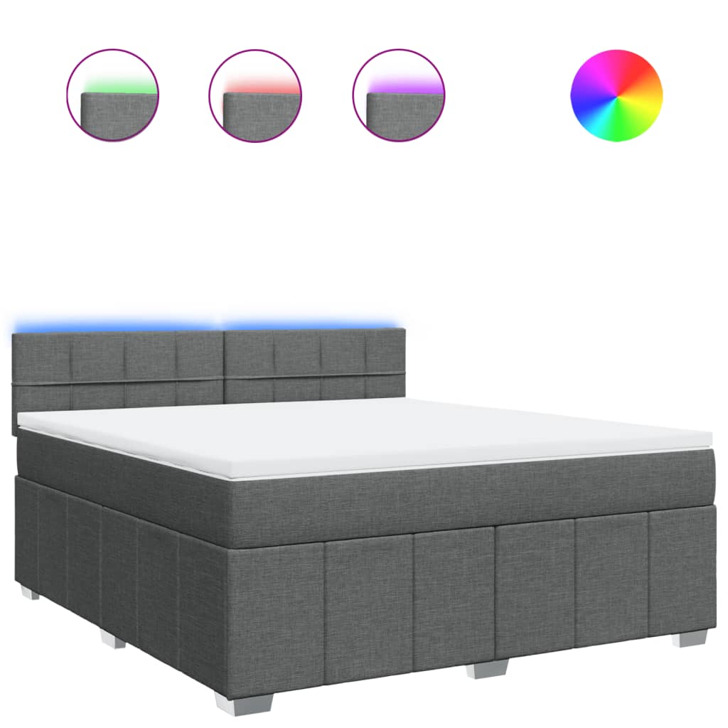 Pat box spring cu saltea, gri închis, 180x200 cm, textil GartenMobel Dekor