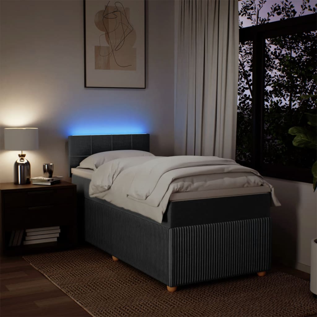 Pat box spring cu saltea, gri închis, 80x200 cm, textil GartenMobel Dekor