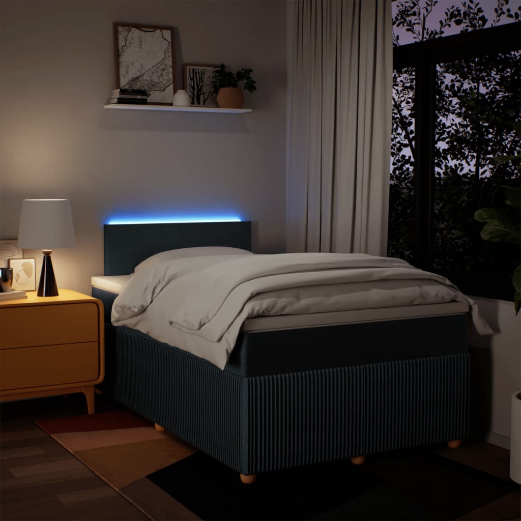 Pat box spring cu saltea, albastru, 120x200 cm, textil GartenMobel Dekor