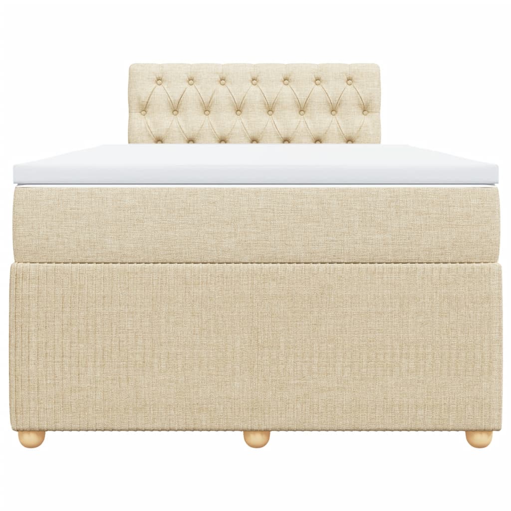 Pat box spring cu saltea, crem, 120x200 cm, textil GartenMobel Dekor