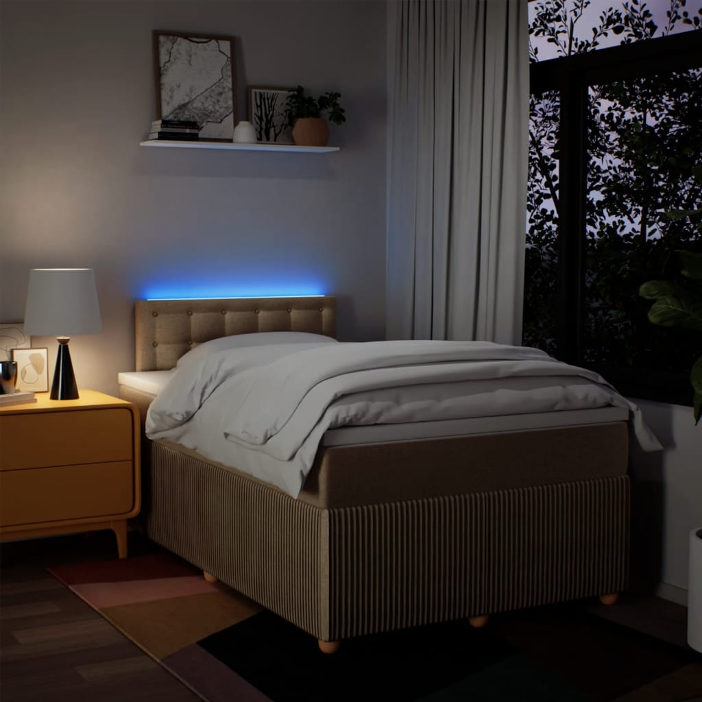 Pat box spring cu saltea, crem, 120x200 cm, textil GartenMobel Dekor