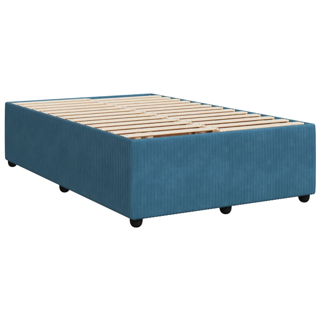 Pat box spring cu saltea, albastru, 120x200 cm, catifea GartenMobel Dekor