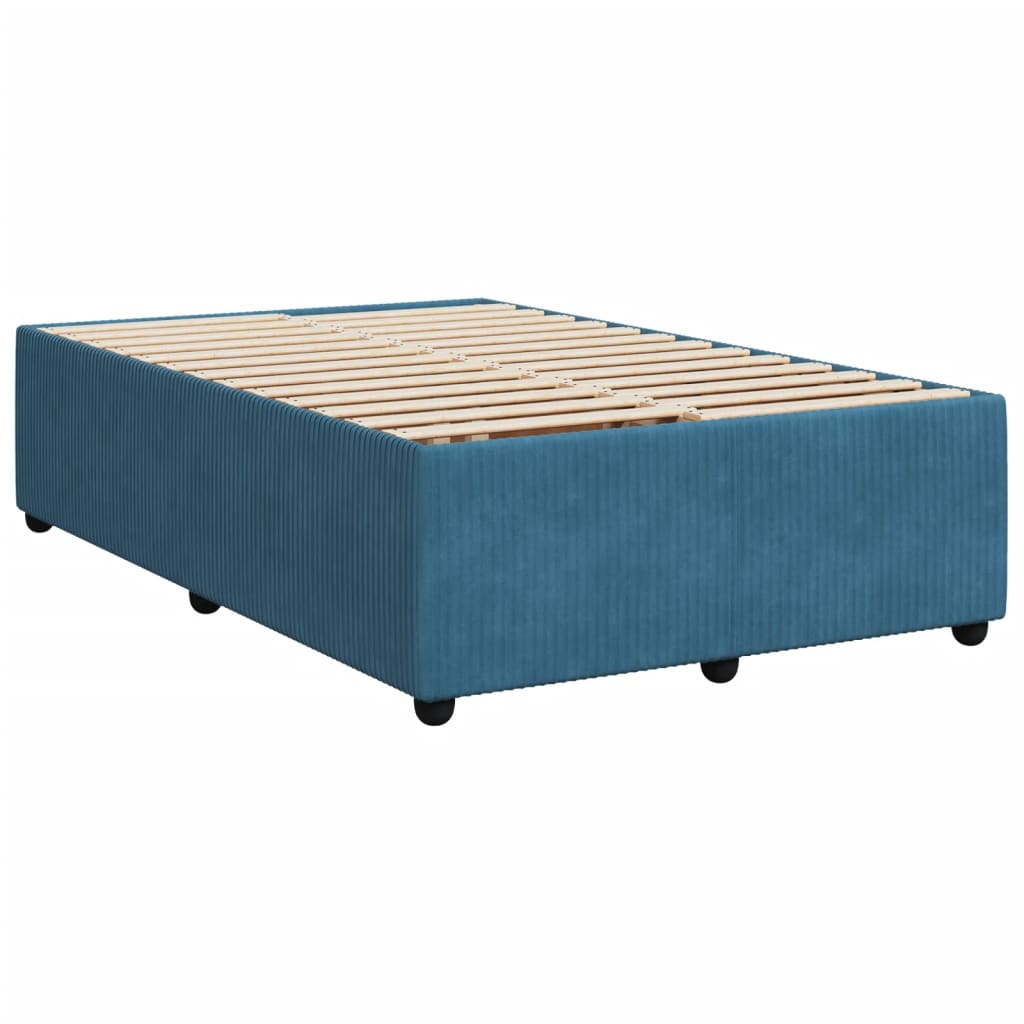 Pat box spring cu saltea, albastru, 120x200 cm, catifea GartenMobel Dekor