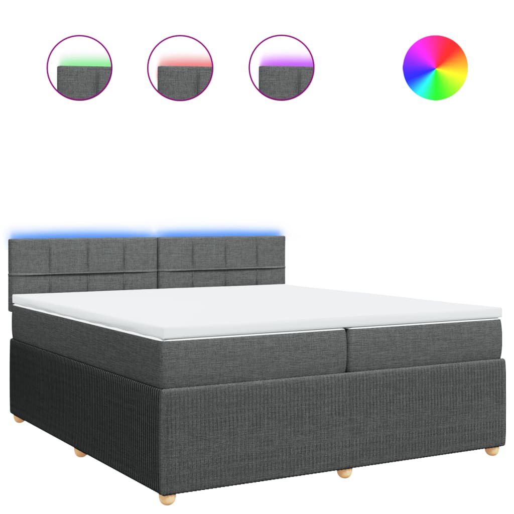 Pat box spring cu saltea, gri închis, 200x200 cm, textil GartenMobel Dekor