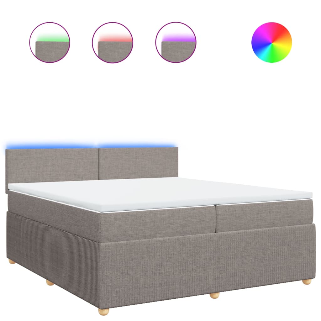 Pat box spring cu saltea, gri taupe, 200x200 cm, textil GartenMobel Dekor