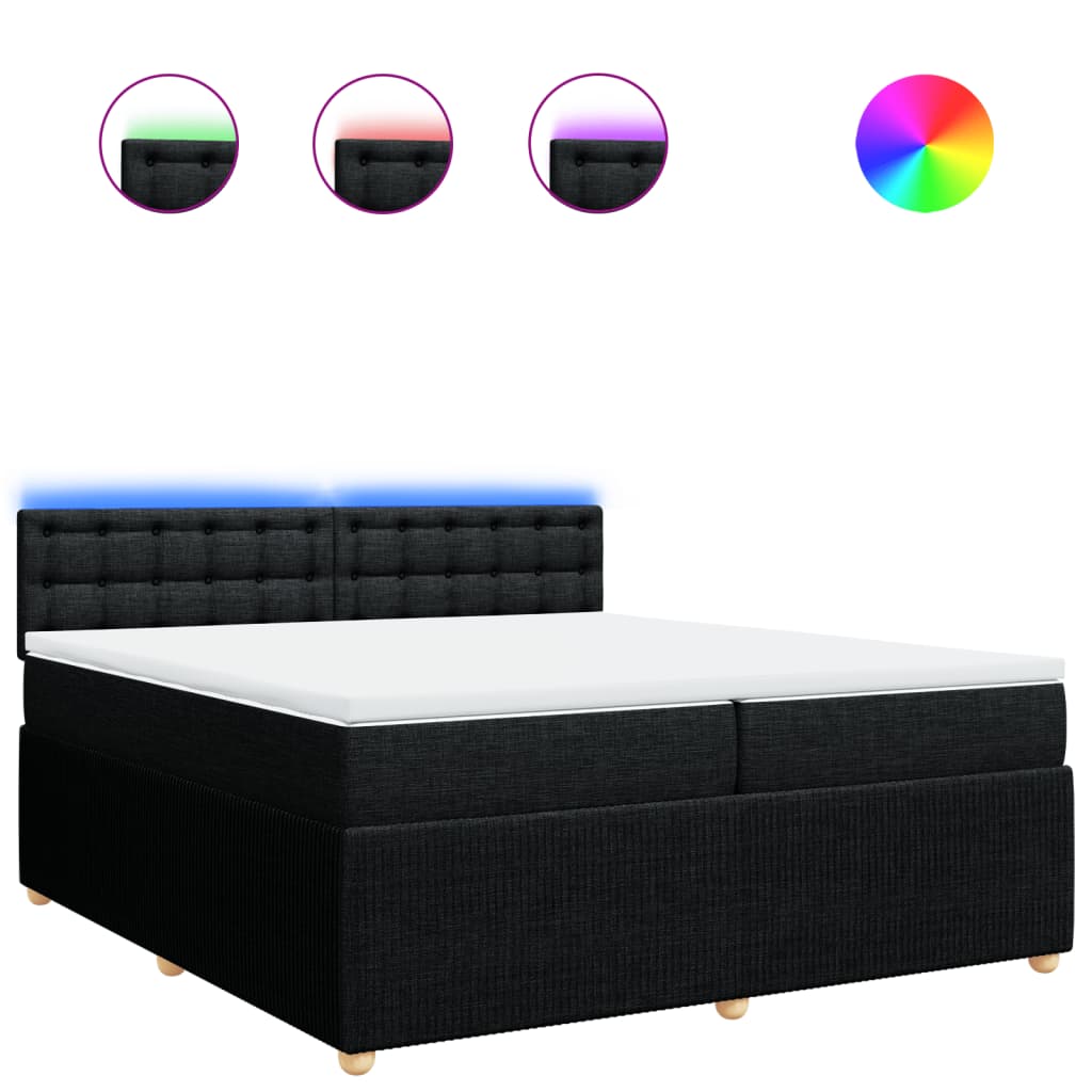 Pat box spring cu saltea, negru, 200x200 cm, textil GartenMobel Dekor